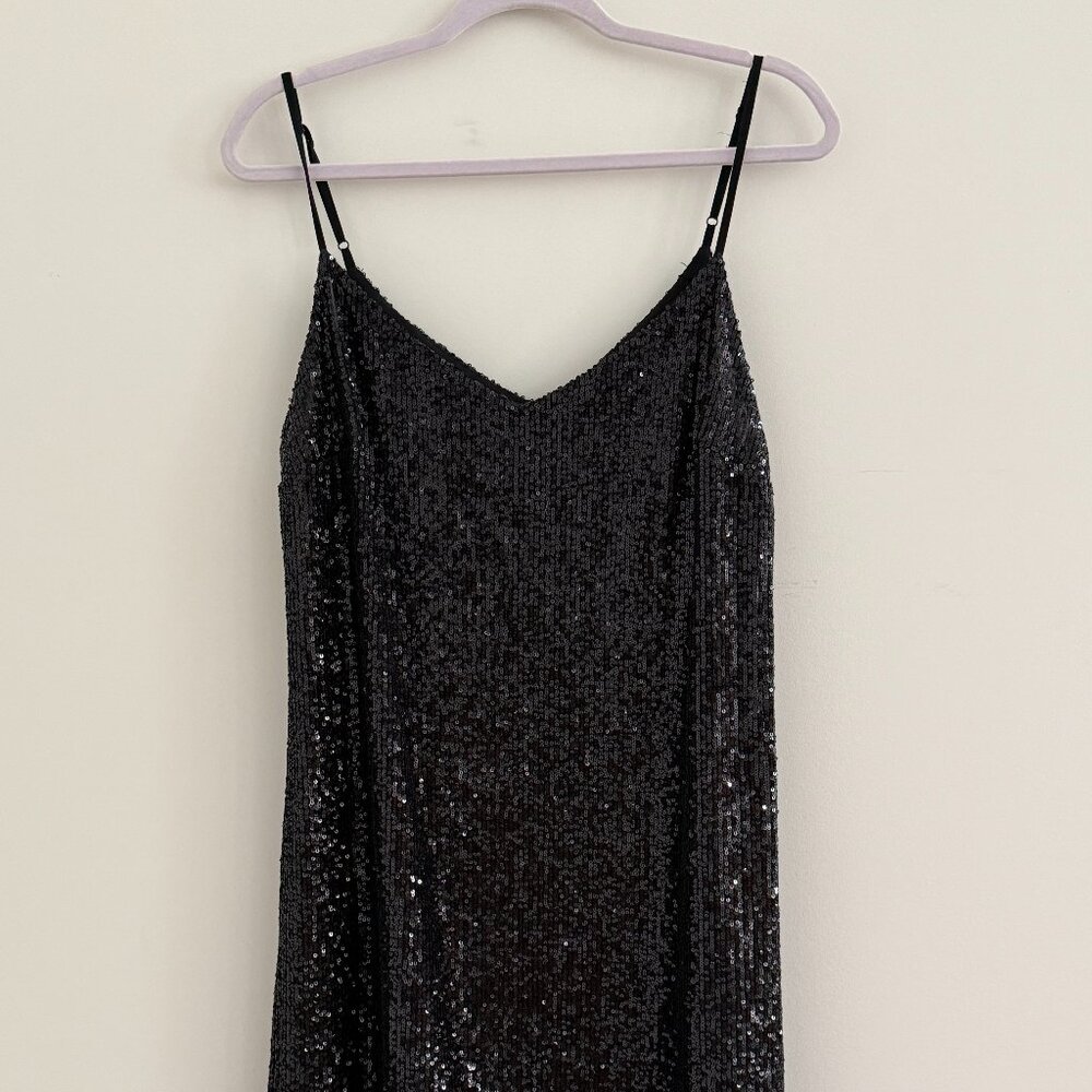 Banana Republic Black Sequin Mini Slip Dress